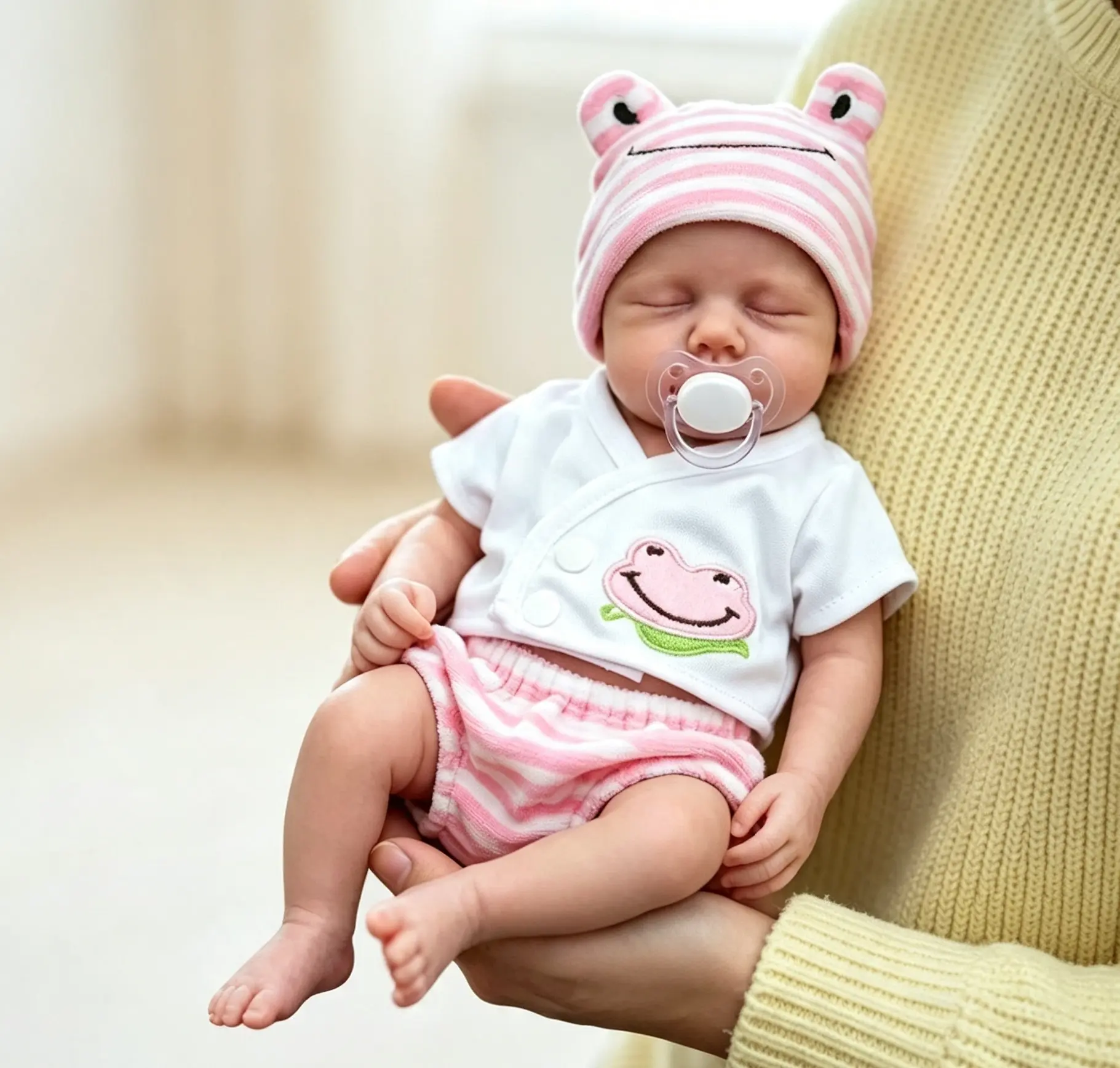 Realistic Rebirth Doll - 30cm Soft Silicone Solid Doll in Sleeping State, Shower-Safe, Cannot Stand, Speak or Open Eyes When Closed, Ideal Gift for Girls