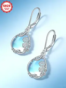 Elegant S925 Silver Bohemian Rose Moonstone High Quality Earrings, Hypoallergenic Fashion Jewelry for Women, Perfect Gift for Valentine's Day