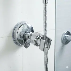 Upgraded No-Drill Suction Cup Shower Head Holder, ABS Slip-Resistant Adjustable Shower Bracket, Multi-Angle Slide Mount with Waterproof Anti-Mold Design, Universal Bathroom Organizer for Shower Spray Caddy