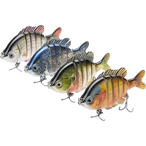 SwimPanfish Multi Jointed Panfish Bluegill Swimbaits Hard Topwater Bass Lures Fishing Lure Crank Saltwater 3.5in/0.85oz,Pack of 4