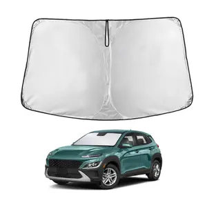 EcoNour Windshield Sunshade for Hyundai Kona 2018-2025 Foldable 240T Silver-Coated Reflector Blocks UV Rays Reduces Heat Car Front Window Sun Visor