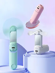 LMMAKE Portable Foldable Handheld Mini Fan 270° Adjustable 1200mAh Rechargeable Battery-Powered Multifunctional Design Works as Pocket Fan Makeup Mirror Flashlight & Power Bank Ideal for Travel Camping Daily Use Personal Fan