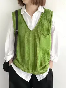 Rain Tong Directional Large Size Knit Single Piece Vest, Comfortable and Stylish Knitted Vest for Daily Wear, Perfect for Layering
