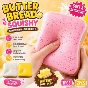Butter Bread Squishy Toy, Slow Rising Scented Toast Squeeze Toy, Slow Rebound Squishies, Soft Sensory Fidget Toy for Stress Relief, Anxiety Relief, Adults & Teens Gift