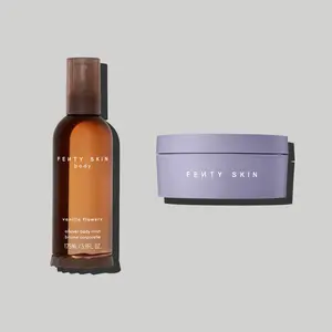 Fenty Beauty Irresistible Body Essentials: Allover Body Mist + Butta Drop Body Cream — warm vanilla or floral body spray