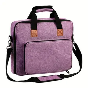 1pc Embroidery Project Bag - Cross Stitch Supplies Organizer with Multiple Pockets for Hoops, Floss, and Accessories, Durable Fabric with Black Handles, Perfect for Crafting and Sewing, Craft Storage | Floral Pattern Bag | Durable Fabric Bag