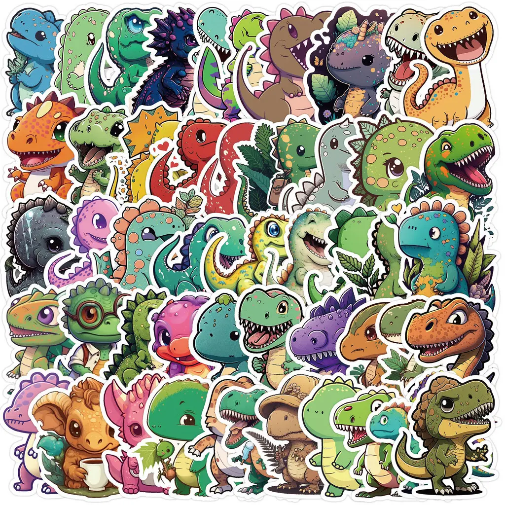 50PCS Cute Dinosaur Waterproof Graffiti Stickers For Luggage Cellphone Case Laptop Notebook Decals Kids Gift RecordingYourLife