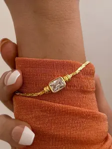 Fashion Square Zircon Stainless Steel Bracelet, Luxurious Style, Perfect for Daily Wear, Parties, Travel, Gift Idea, Exquisite Bracelet