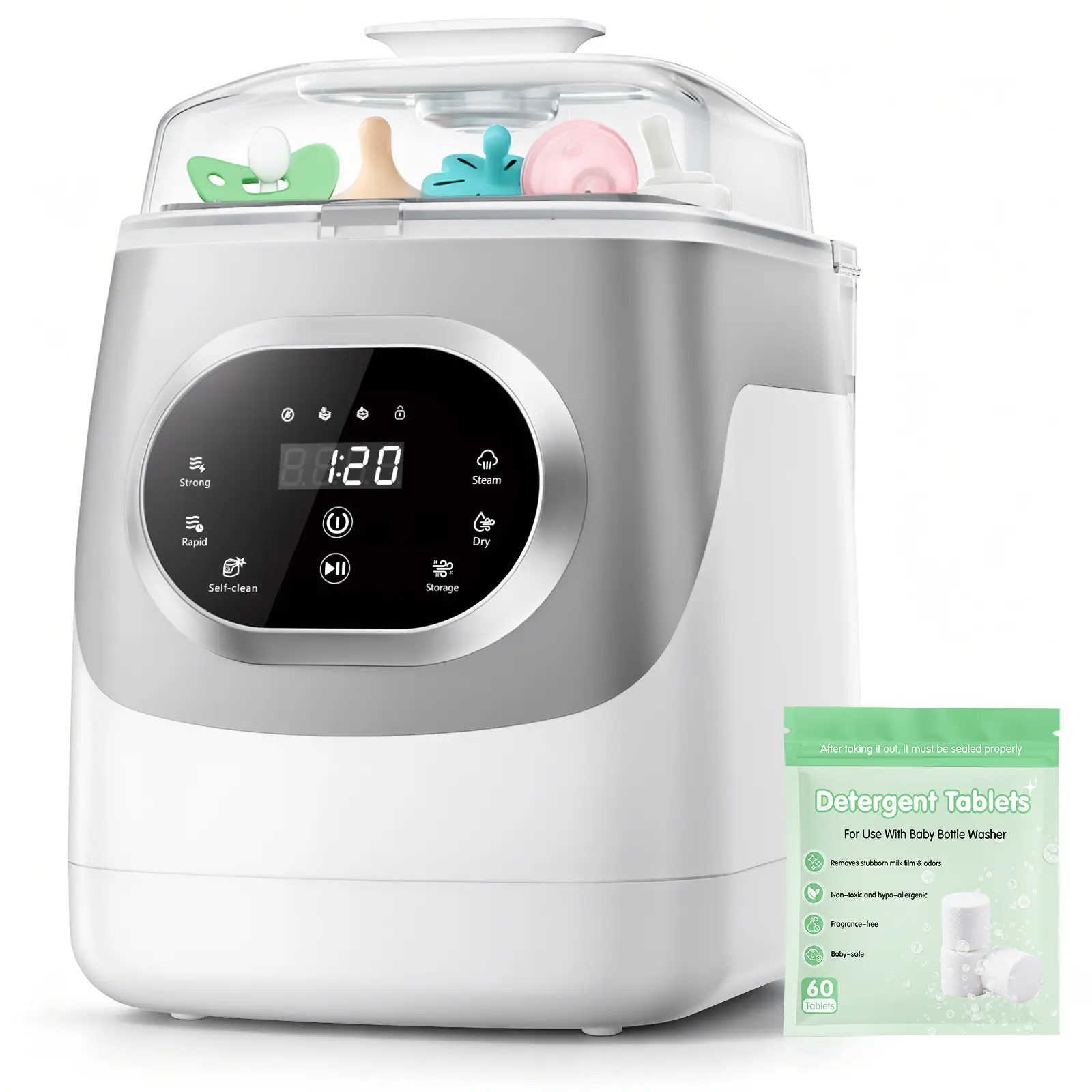 Baby Bottle Washer,Sterilizer And Dryer,Effortless All-in-One Cleaning Machine,Large Capacity for Bottles,Pump Parts & Baby Essentials, Free Your Hands And Save Time Summer Sale