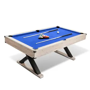 7 Foot Billiard Table Set – Complete Pool Table Package with 2 Cues, Balls, Chalk, Brush & Triangle Rack, Industrial X-Leg Design for Home, Game Room & Office