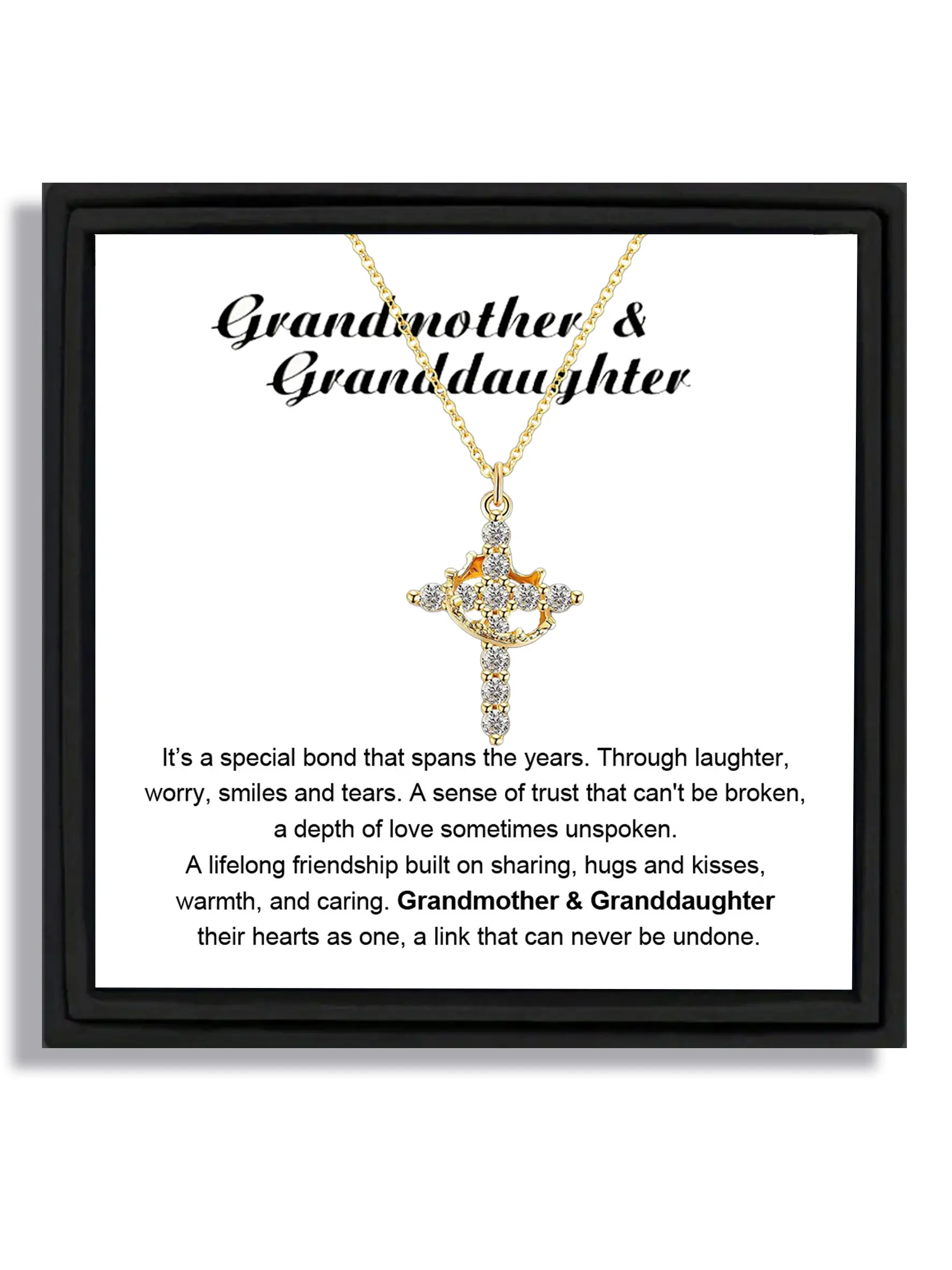 1 piece gold crown cross adjustable pendant necklace festive gift Anniversary Necklace Exquisite Jewelry Gift suitable for grandmother and granddaughter warm style with blessing card and box