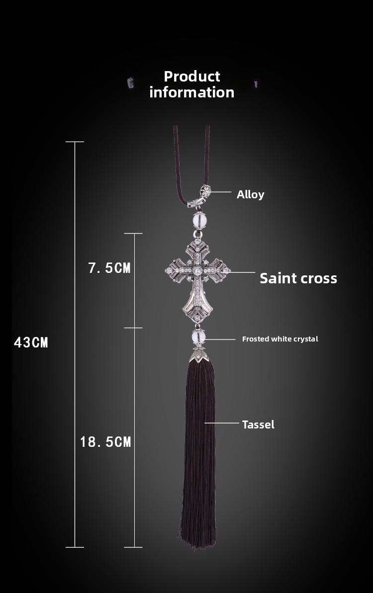 Alloy Crystal Diamond Car Pendant Peace Cross Interior Rearview Mirror Decoration Car Accessories