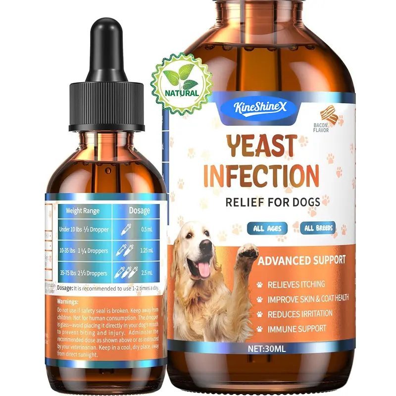 Yeast Infection Relief Drops for Dogs – Advanced Dog Skin & Coat Support Liquid with Anti-Itch Formula, Helps Relieve Itching, Reduces Skin Irritation, Supports Immune Health & Healthy Coat for All Breeds & All Ages