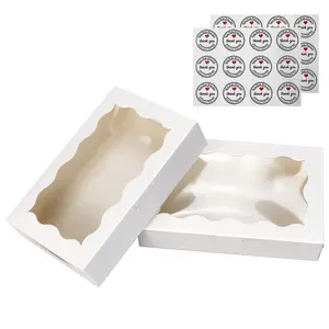 Cookie Boxes with Window, White Bakery Boxes, Strawberry boxes, Long Treat Boxes for StrawbPastrieserries