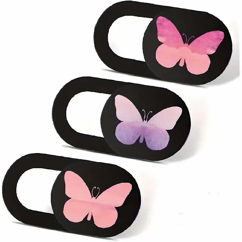 3Pcs Butterfly Webcam Cover Slide, Cute Ultra-Thin Camera Privacy Cover with Strong Adhesive, Laptop Computer Desktop Smartphone Web Camera Blocker for Privacy Security