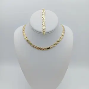Yordy Heart Style Choker Set 14K Gold Plated Elegant Women's Jewelry Daily Wear Necklace 17 Inches Length