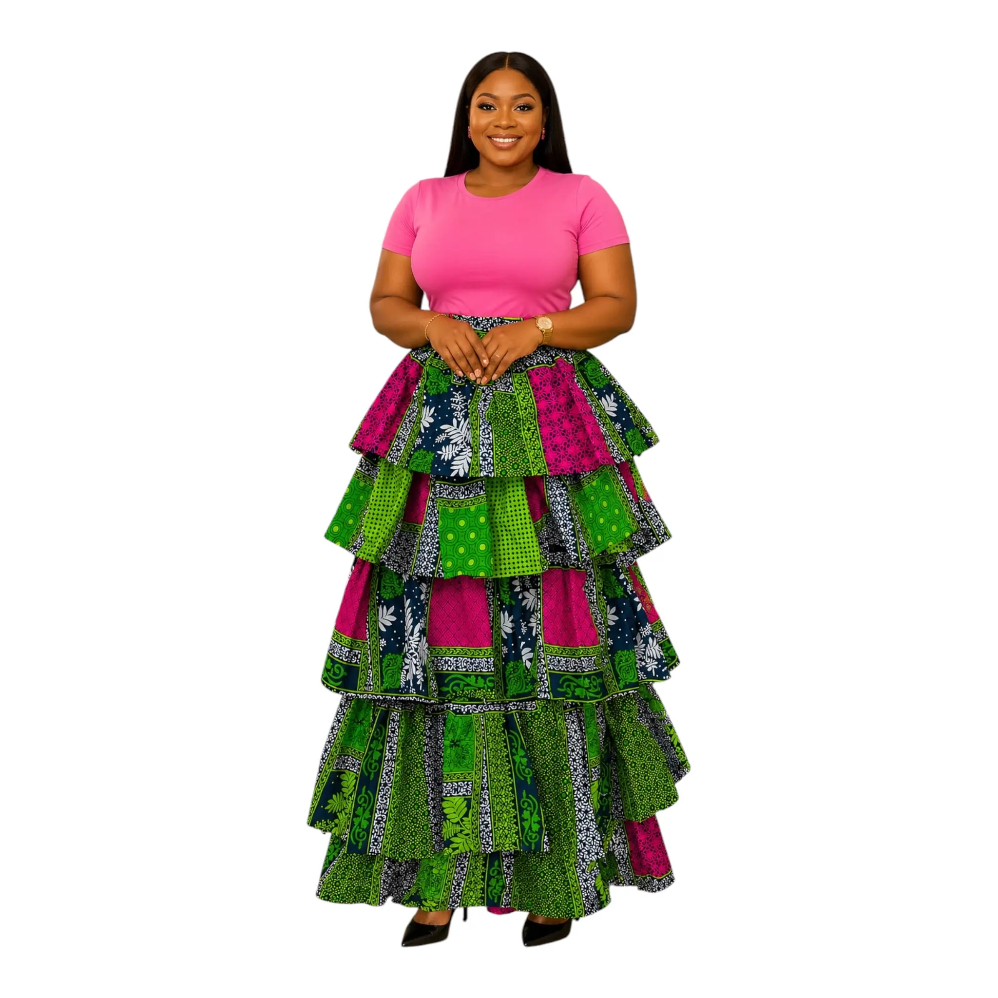 CRZ Ankara Multilayered Long Skirt