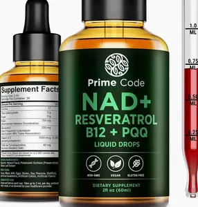 Prime Code NAD+ Liquid Drops with Resveratrol, Vitamin B12 & PQQ – Advanced Cellular Energy & Antioxidant Support – Vegan, Non-GMO, Gluten Free – Fast Absorption Supplement for Men & Women, 2 fl oz