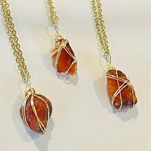 Raw Red Carnelian Healing Crystal Necklace - Genuine Crystal Necklace for Women