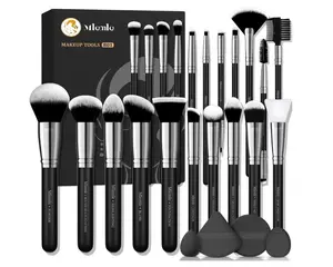 Makeup Brushes Set, Mlemle Professional 25 Pcs Makeup Kit, Include Foundation Powder Blush Concealers Eye shadows 21 Pcs Makeup Brushes and 2 Powder Puff, 2 Makeup Sponge(B01-Black)