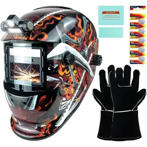 Welding Helmet Auto Darkening Welding Hood with Light True Color 1/1/1/2 Top Optical Clarity Wide Shade 9-13 Welder Helmet Welding Mask with Grinding (KTS-HD106)