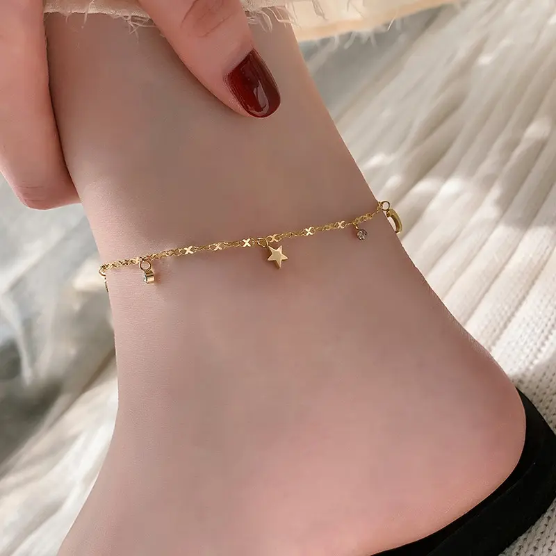 Star Moon White Diamond Gold