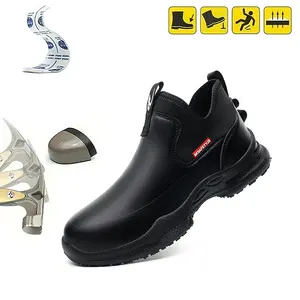 Electric Welding Shoes Safety Shoes Men’s Anti-Smash Anti-Puncture Slip-On Heat Resistant High Temperature Safety Worksite Protection Shoes