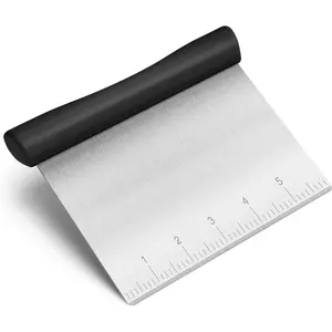 Bench Scraper, Stainless Steel Dough Scraper, Pastry Scraper, Pizza and Dough Cutter Multi-Purpose Scraper/Chopper, Pizza Cutter Food Chopper Baking Supplies Kitchen Gadgets, Black