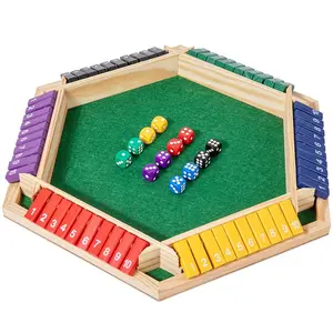 Wooden Board Game for 6 Players, Classic Dice Game with 12 Dice, Family Board Games, Perfect for Family Game Nights and Skill Development