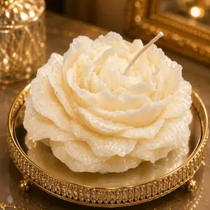 Apple & Strawberry Rose Candle – Handmade Pillar Wax Floral Candle | Vision Rose