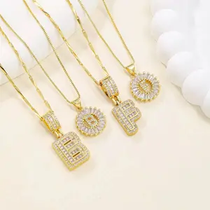 2 Count Initial Letter Pendant Necklaces with Zircon Stones for Women 26 Alphabet Necklace Fashion Jewelry for Parties & Birthdays Valentine's Day Gift bundle sets   Mother's Day gifts