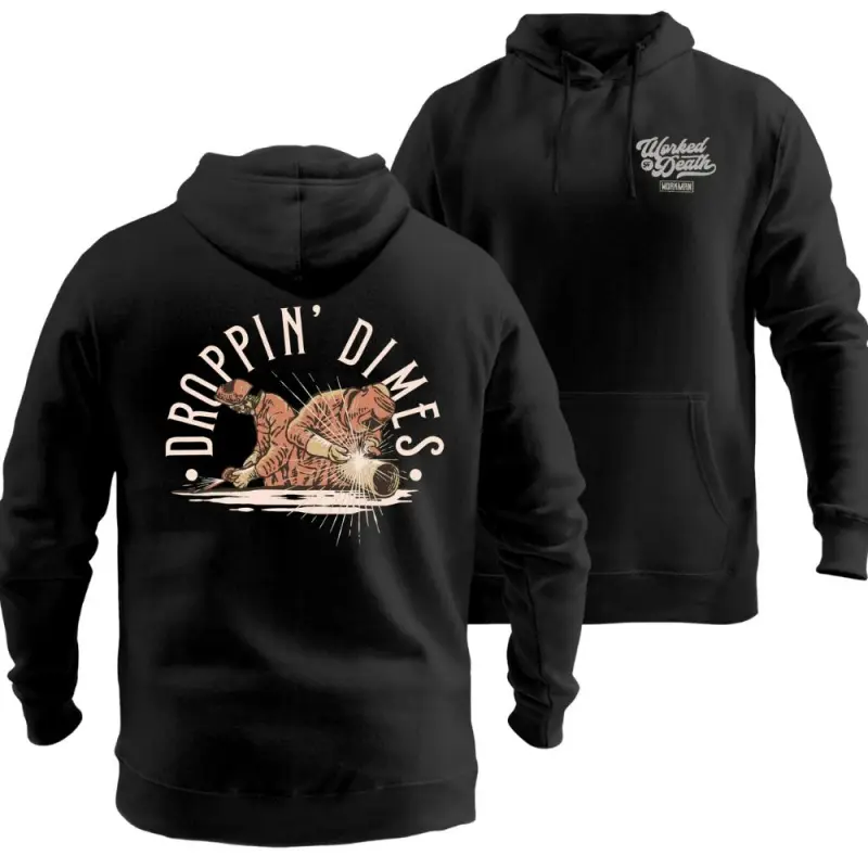 👷‍♂️⚡[Sale Up To 50%] Pipe Welder Hoodie – Droppin’ Dimes Skeleton in Welding Gear, Funny Skilled Trades Pullover, Casual Classic Workwear for Men, Gift for Union Welders & Blue Collar Jobsite Workers ,Graphic Hoodie