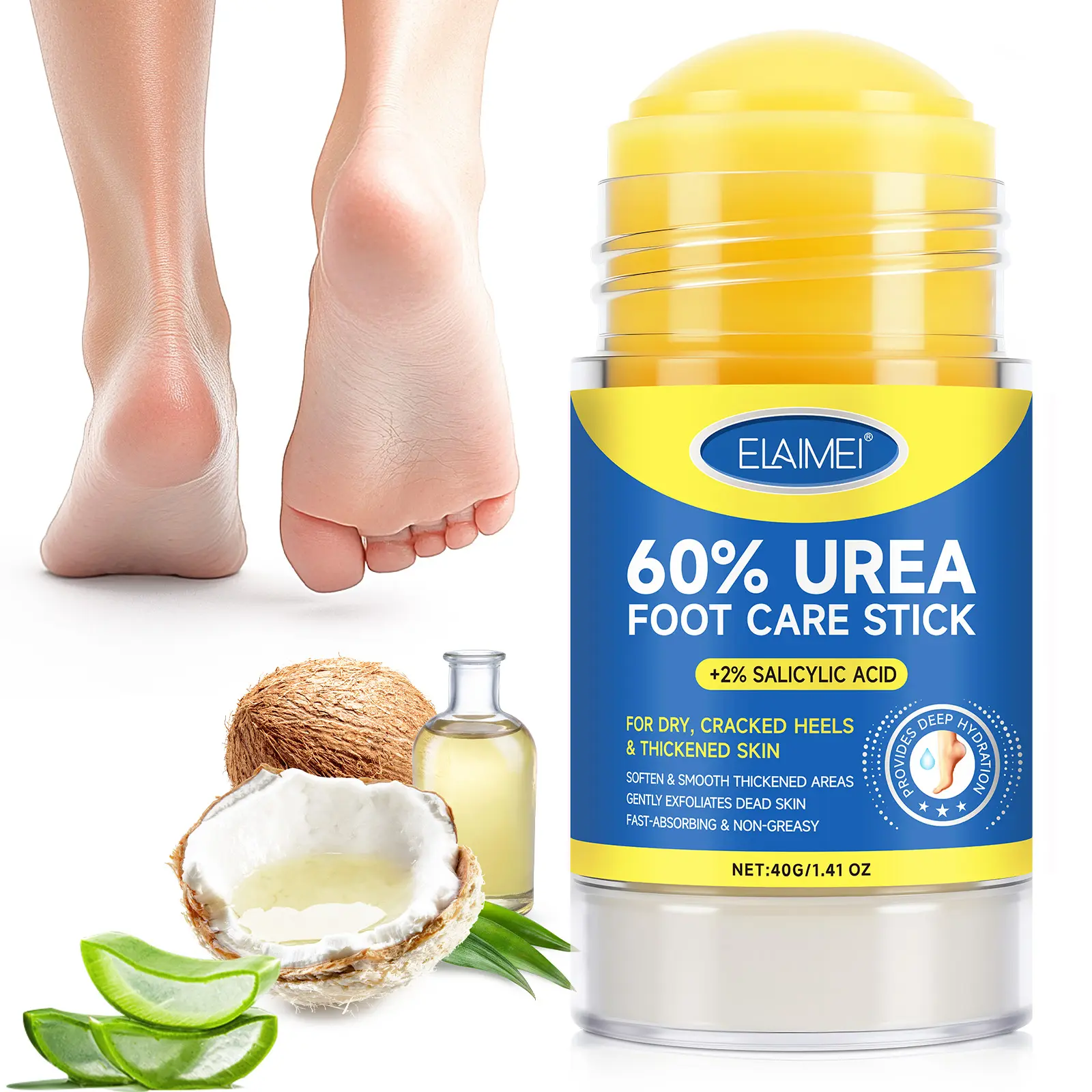 Elaimei Foot Care Stick, Moisturizing Heel Balm, Deep Hydration, Gentle Exfoliation, Repairs Dry Cracked Heels, 1 Piece