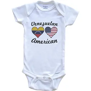 Really Awesome Shirts Venezuelan American Flag Hearts One Piece Baby Bodysuit