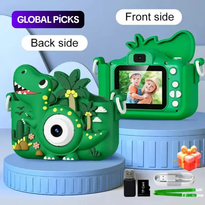 Cartoon Dinosaur Camera Toy, 1080P HD Multifunction Digital Camera with 5 Puzzle Games and Fun Stickers for Girls, Boys and Daughter, Birthday Gifts #GLOBAL PICKS