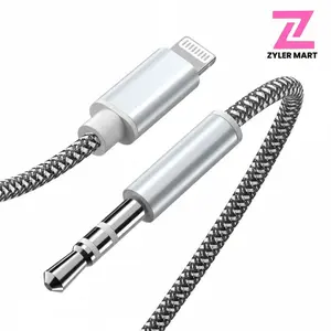 iPhone AUX Cord for iPhone Nylon Braided, Lightning to Audio Cable,3.3ft, Compatible for iPhone 14/13/12/11/XR/X/8/7 Audio Cable Car Plug Accessories