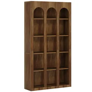 Tribesigns 70.8" Wood Bookshelf, 5-Tier Rustic Bookcase Display Storage Shelving Unit