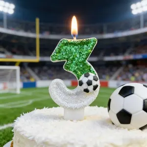 Football Theme Birthday Candles, Number Candles, Handmade Creative Cake Decorations, DIY Anniversary Party Supplies Gift World Cup