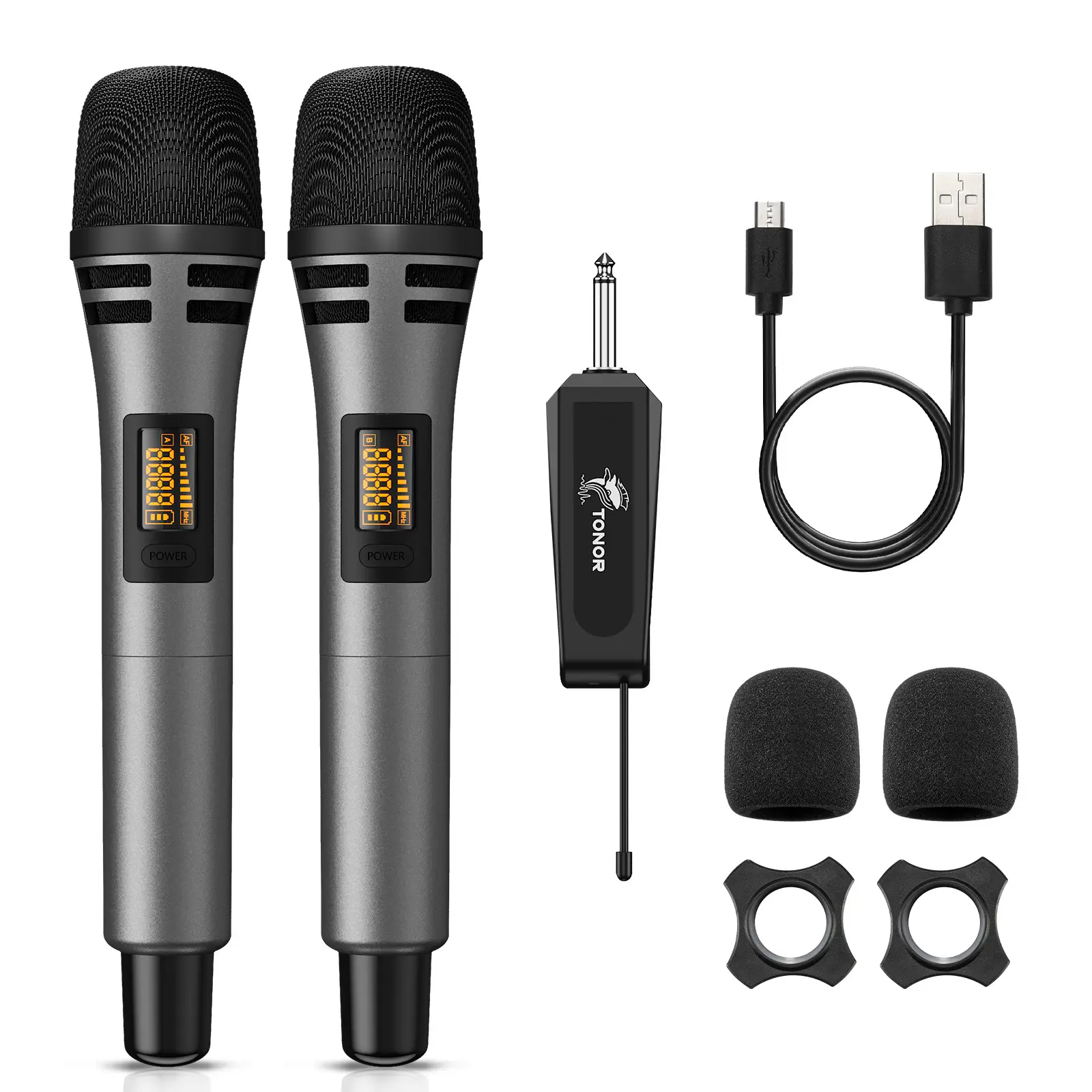 TONOR TW320/TW630 Wireless Microphones with UHF Dual Karaoke Microphone System, 15 Adjustable Channels, Cordless Design & Rechargeable Receiver,summerwins