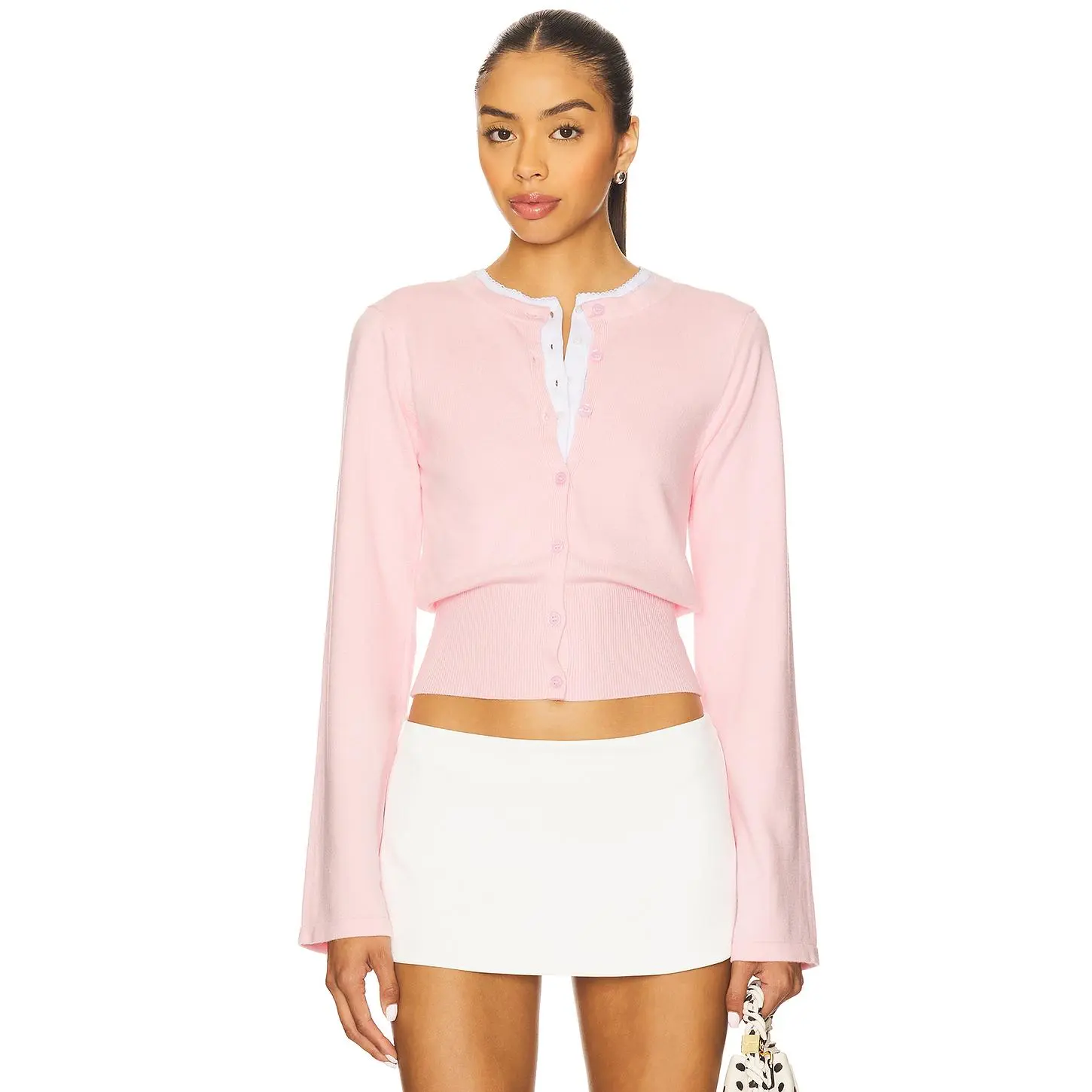 MORE TO COME Lindsey Cardigan in Baby Pink