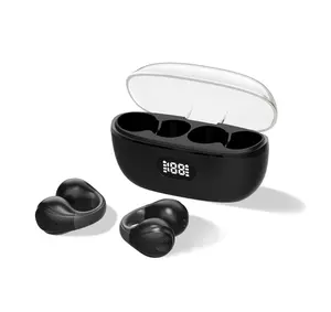Enfun Open Ear Headphones, 32 Hours Playtime with Clip-on Cuff Design, Bluetooth 5.3 Wireless Sports Earbuds with Digital Display Charging Case