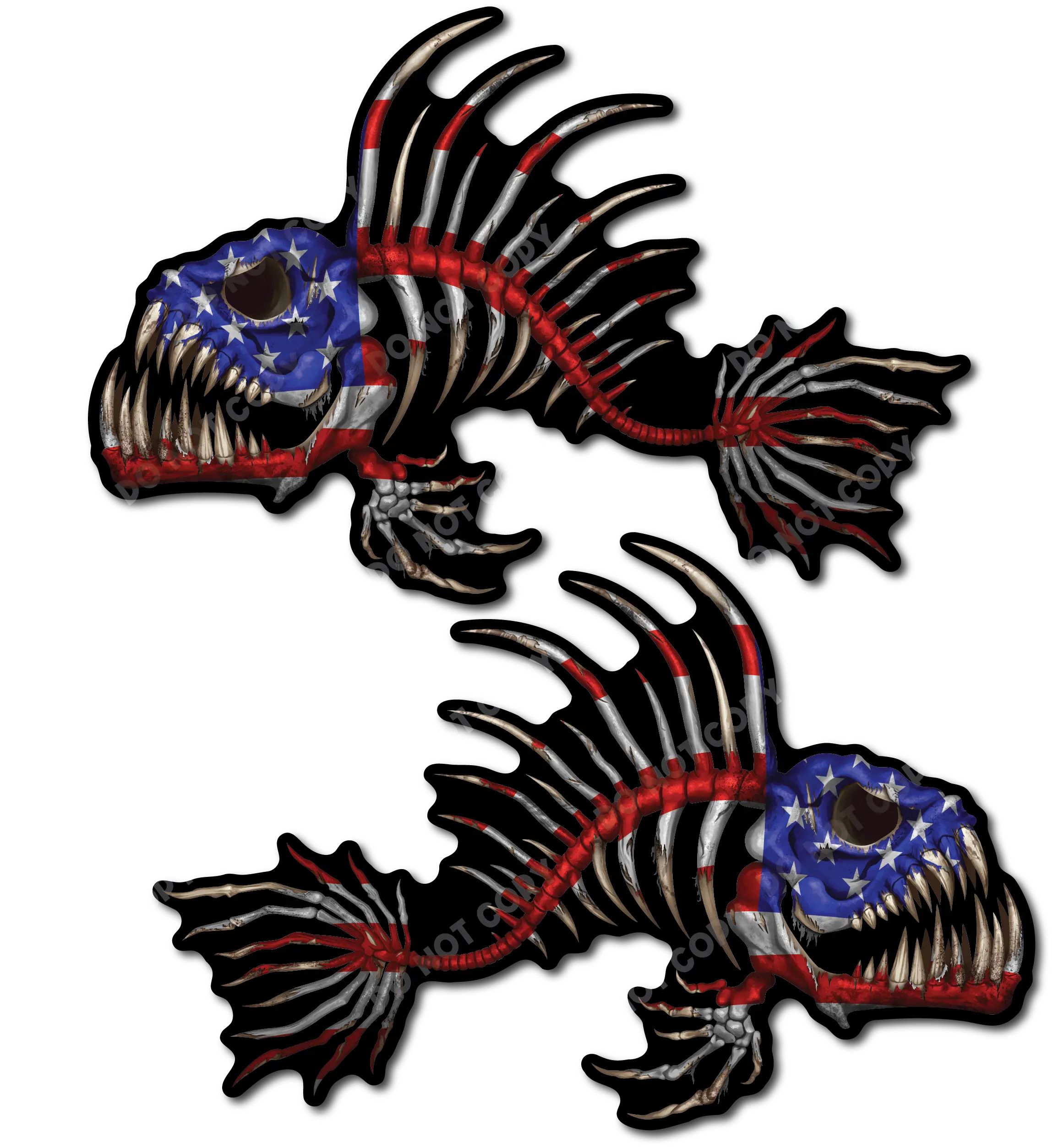 USA American Flag Bone Fish Decal Sticker Boat Car Truck SUV Outdoor 3M vinyl Graphic