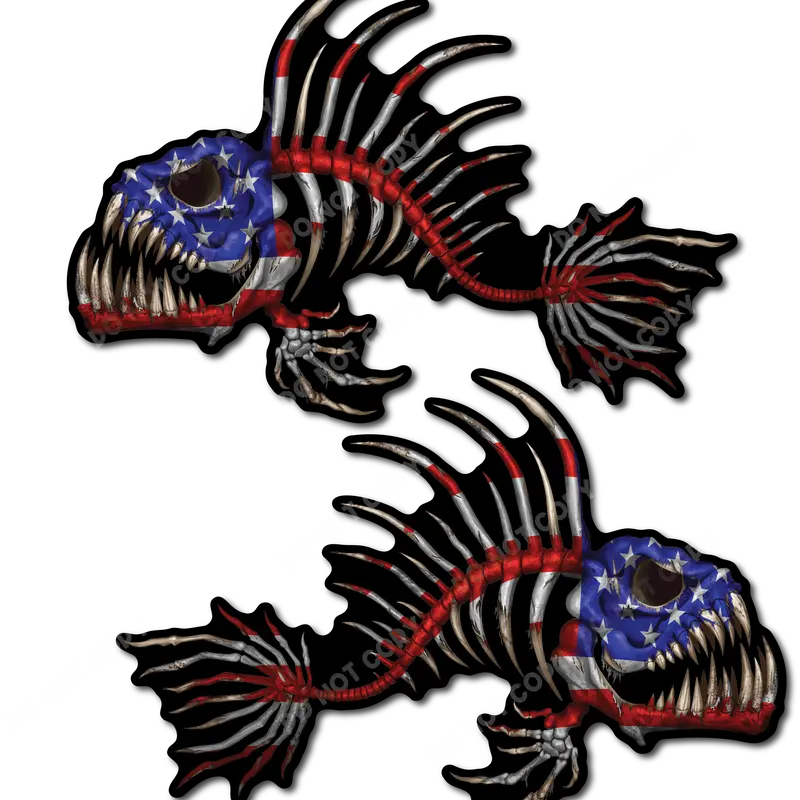 USA American Flag Bone Fish Decal Sticker Boat Car Truck SUV Outdoor 3M vinyl Graphic