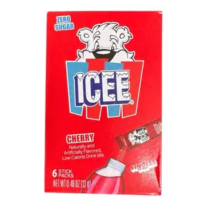 Icee Cherry Flavor Drink Mix Zero Sugar- 1 Box 6 Sticks