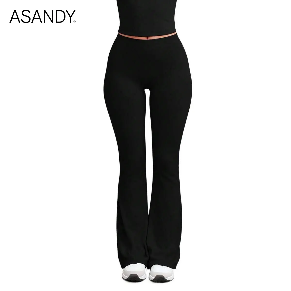 ASANDY Women's High Waist Stretchy Chic Basic Slim Flare Pants - Tummy Control, Soft Comfortable Bottoms for Office Work, Workout, Everyday Wear (All Body Types)