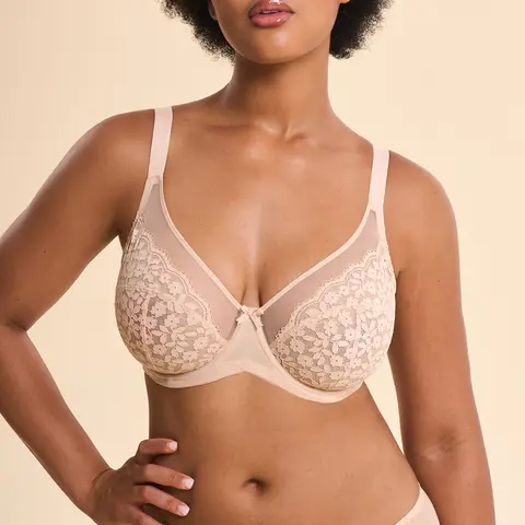 Lacsper Daisy Minimizer Bra Floral Lace Unlined & Non-Padded Plus Size Full Coverage with Supportive Under Band for All-Day Comfort