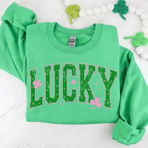 [Sale off up to 50%] Lucky Sweatshirt, Shamrock, Patrick Shirt, Retro Patrick, Retro St Patrick's Day, streetwear graphic tee