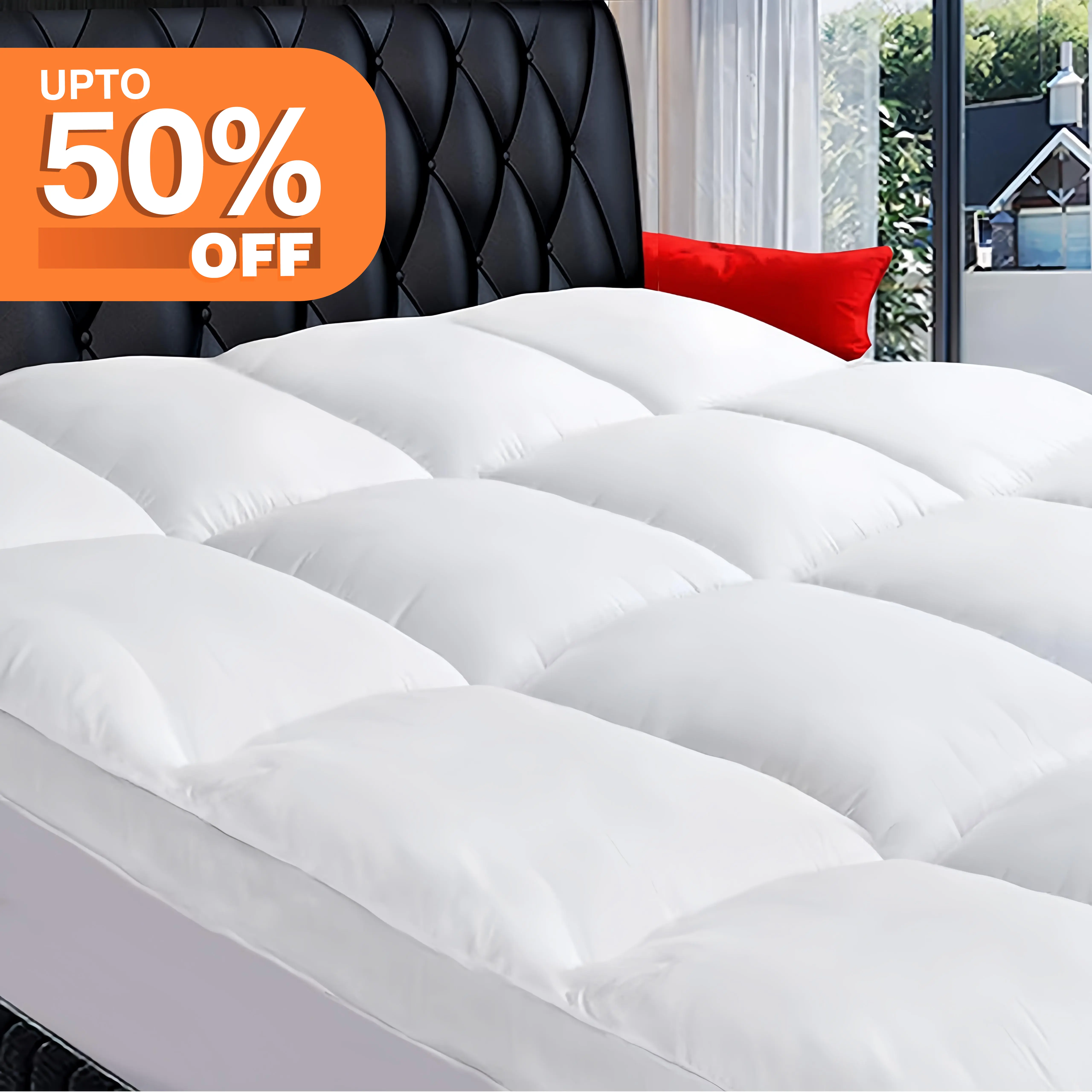 【COONP】Queen Mattress Topper, Naturally Cooling for Hot Sleepers, Thick Pillow Top Mattress Pad with Stretchable Pockets for Mattress