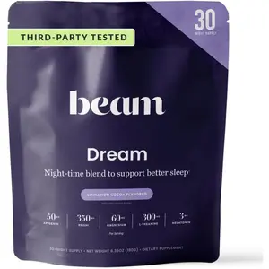 Beam Dream Sleep Powder – Natural Sleep Aid with L-Theanine, Apigenin, Reishi & Magnesium for Deep Sleep, Relaxation & Recovery, Third-Party Tested, 30 Servings
