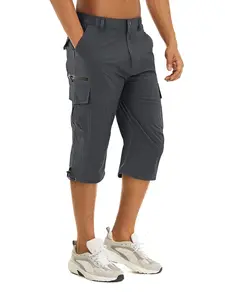 MAGCOMSEN Men's Capri Pants Quick Dry Cargo Hiking Water Resistant Work Summer Long Shorts Below Knee
